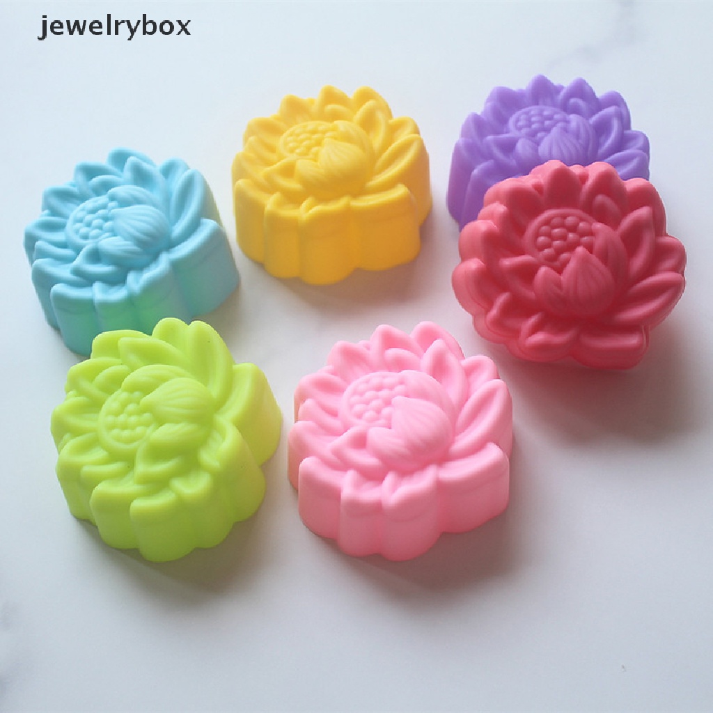 [jewelrybox] 5pcs 3/5cm Lotus Cetakan Silikon Kue Muffin Baking Non Reusable Molds Butik