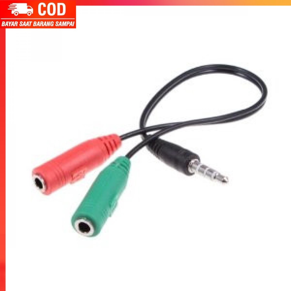( 100% BARANG ORI ) Splitter Audio Cable 3.5mm Male to 3.5mm HiFi Mic Headphone - AV123