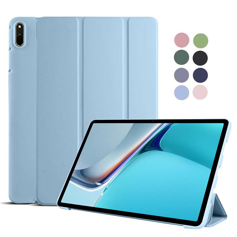 Untuk Huawei MatePad Pro C5e 12.6 10.8 2021 2019 Case Lipat Berdiri Lembut TPU Kembali Untuk Huawei MediaPad M6 10.8 8.4 inch Tablet Cover