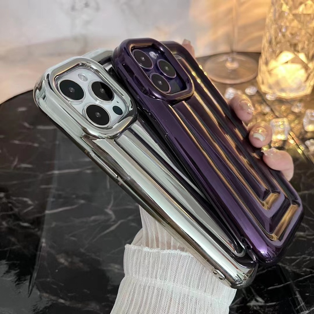 IPHONE Mewah Kreatif 3D Garis shockproof Case Iphone14 Pro Max14Plus Iphone13 12 Pro Max11 Case Tertutup Penuh shockproof Pelindung Penutup Belakang