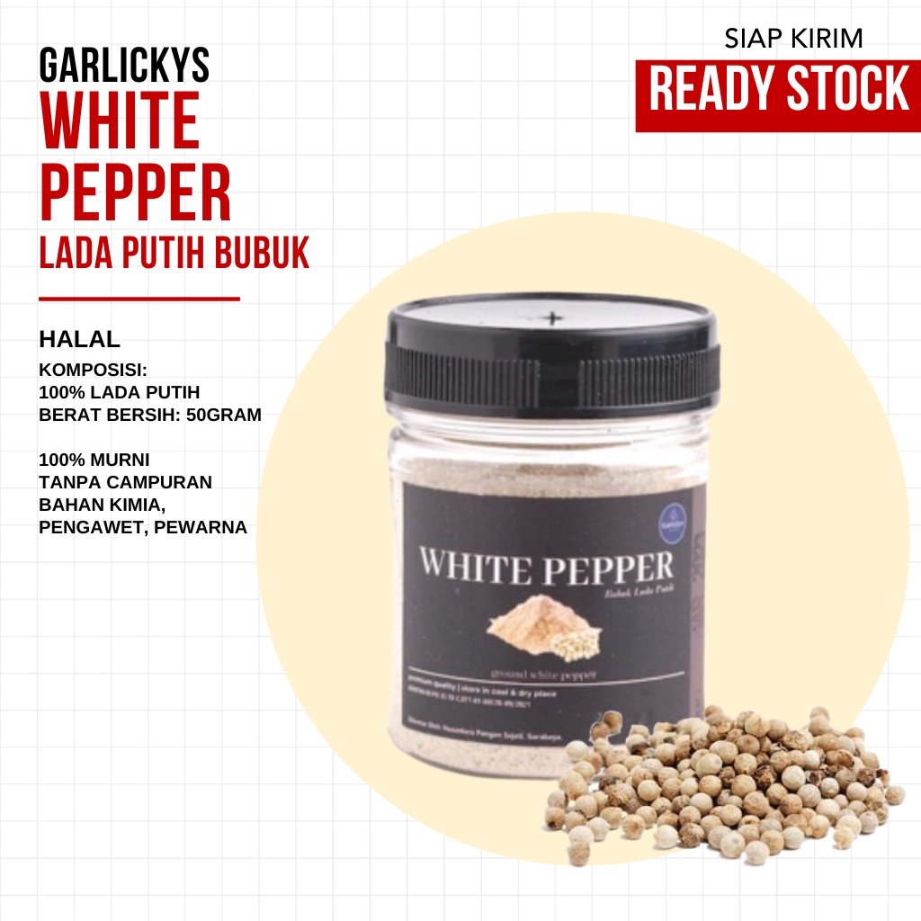 Lada Putih Bubuk / Merica Putih Bubuk / White Pepper Powder Premium - 50 gr