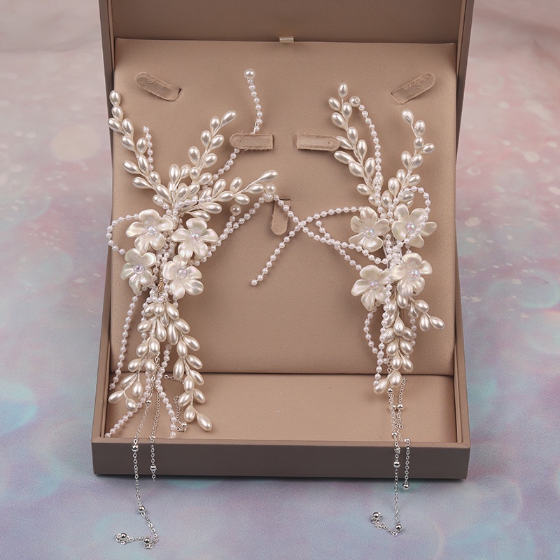 Ready Stock Bridal Wedding Pearl Flower Tassel Hair Clip Bride Accessories