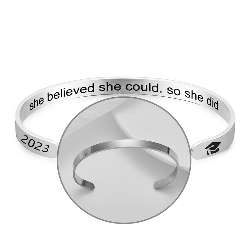 Sederhana Anti Karat She Believed She Could So She Did Open Bangle Gelang Pria Wanita Pasangan Gelang Perhiasan Hadiah