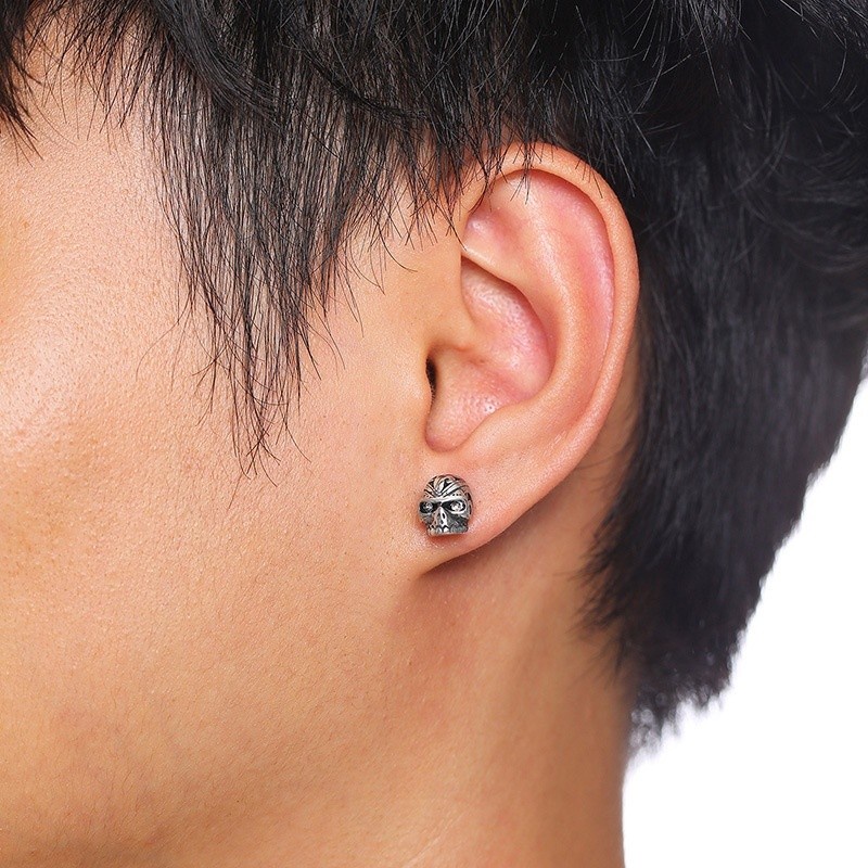 Vintage Punk Fashion Pria Anti Karat Anting Tengkorak Hip-hop Anting Pesta Hip-hop Perhiasan Aksesoris