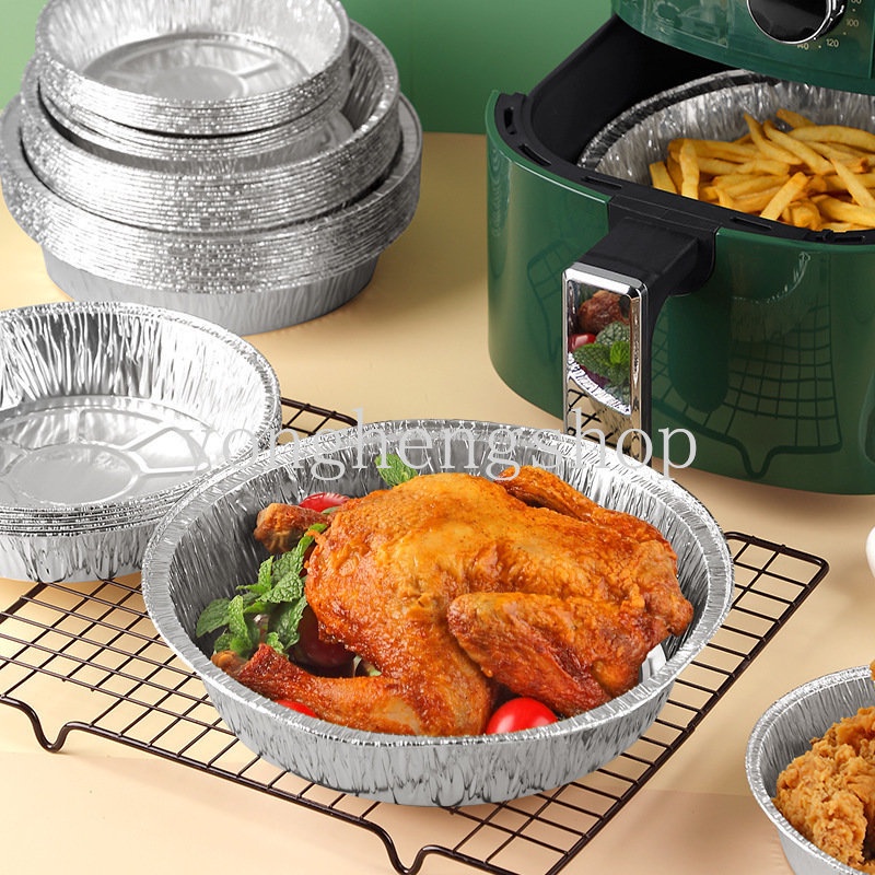 10pcs/set Disposable Air Fryer Aluminium Foil Liner Steamer Mat Non-stick Tinfoil Tray Untuk Oven Microwave Pizza Piring Tahan Minyak Barbekyu Baking Pan Alat Dapur