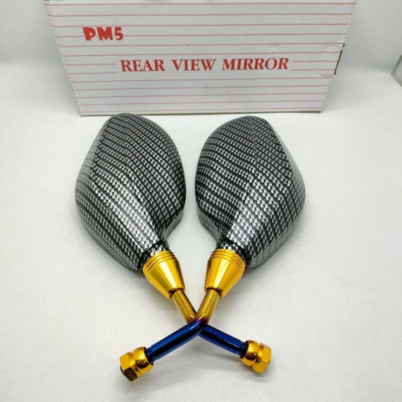 (BISA COD) Spion Click Karbon Two Tone Honda Dan Yamaha Universal