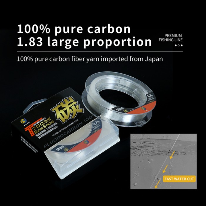 Bingolife Jepang 100% Fluorocarbon Senar Tali Pancing 7~42LB 100M
