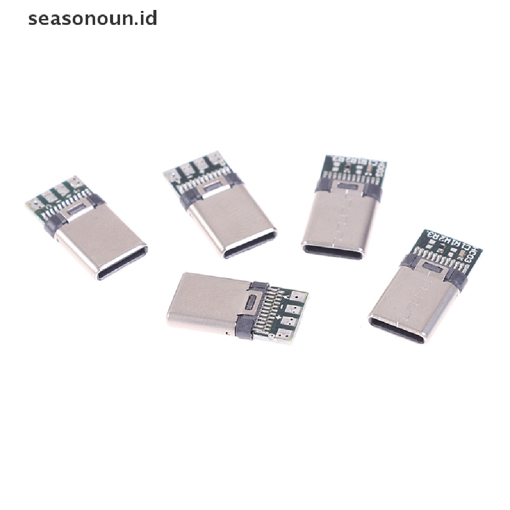 Seasonoun5 /10Pcs USB 3.1 Type C Male DIY Solder Kabel Plug Konektor Soket Papan PC.