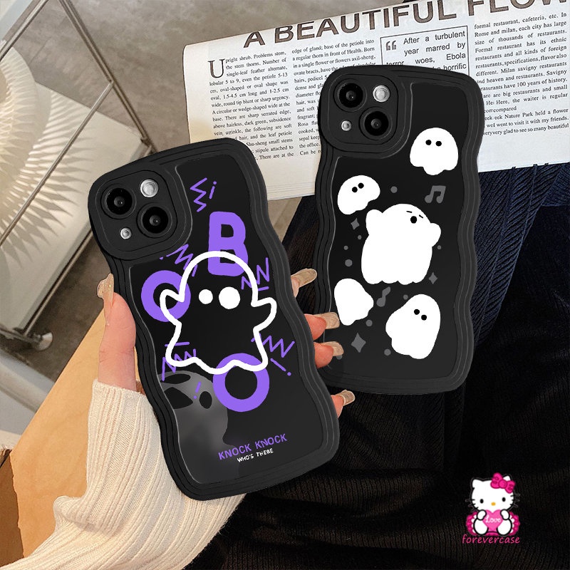 Soft Case Tepi Bergelombang Untuk Samsung A12 A14 A04s A03s A50 A50s A04 A23 A13 A30s A32 A20 A02s A31 A04E A22 A21s A52 A51 A33 A11 A52s A53 M22 Kartun Hantu Lucu Monster Kecil Cover