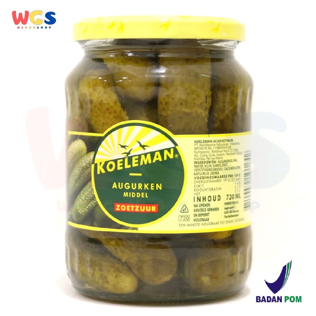 Koeleman Sweet Whole Gherkins 720 gr - Acar Timun