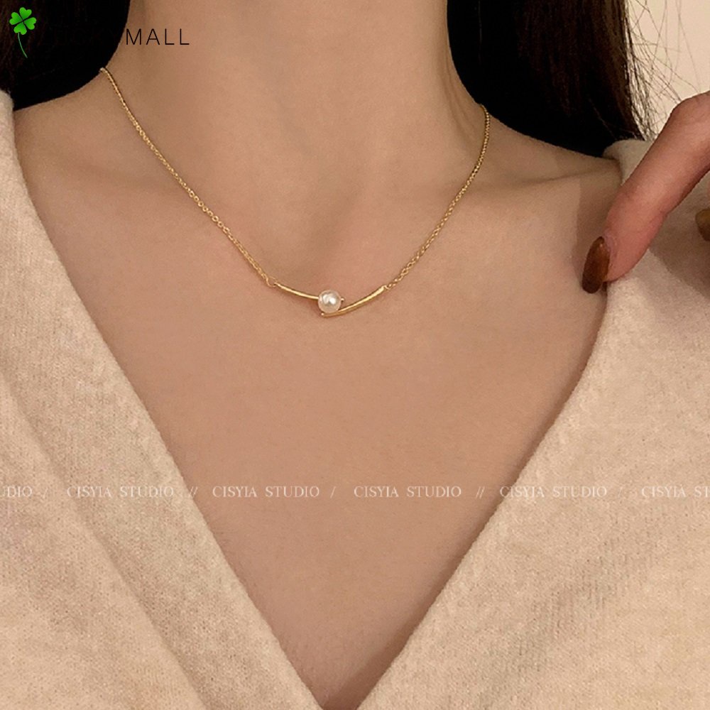 Fashion Pearl Gold Chain Necklace for Women Elegant Pendant Jewelry Accessories