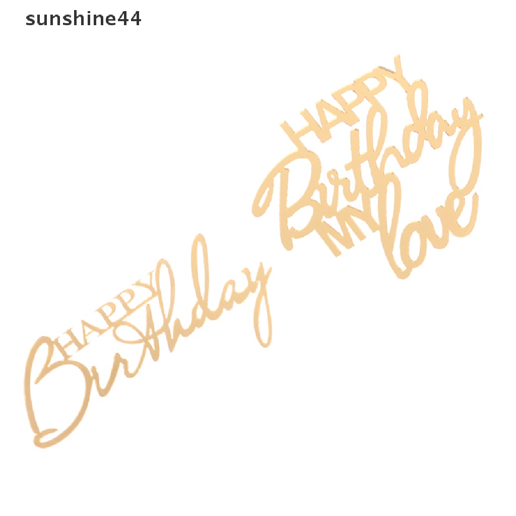 Sunshine 1Pc Topper Kue Happy Birthday Unik Gold Akrilik Topper Cupcake Ulang Tahun ID