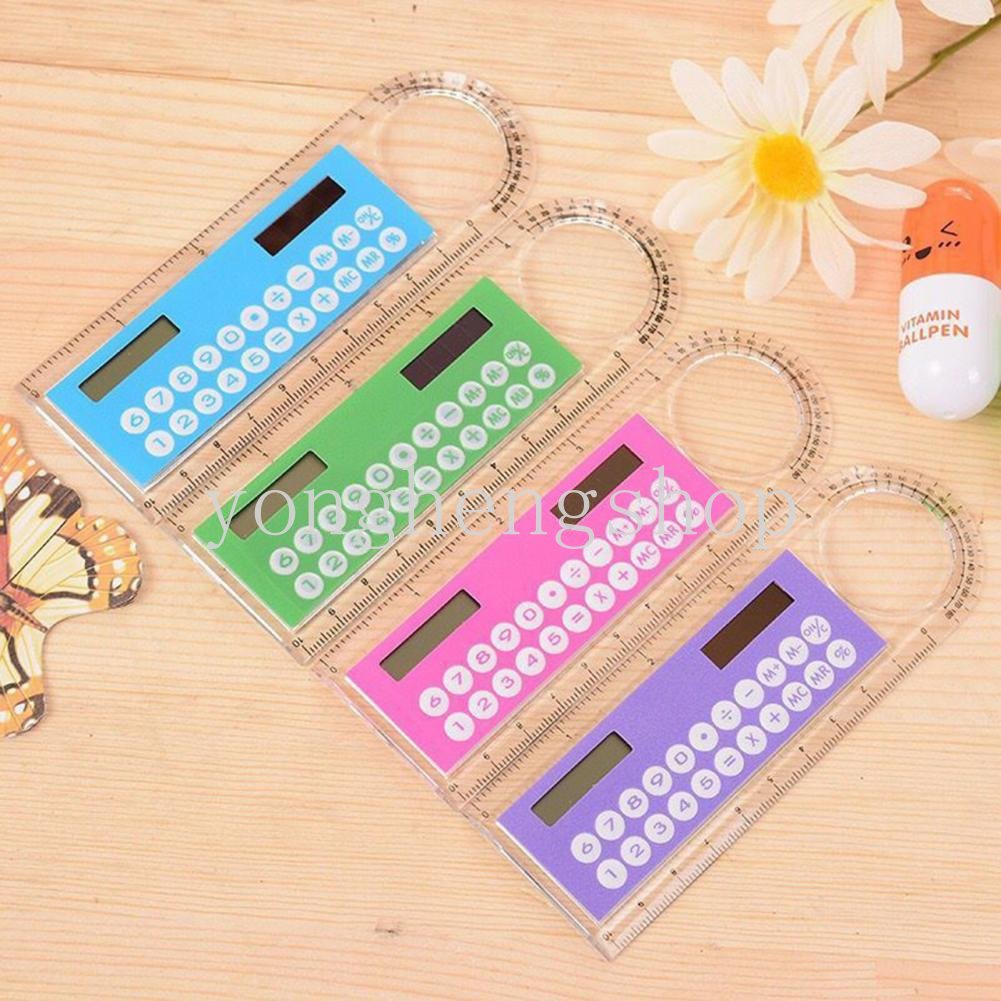 Kreatif 3in1 Penggaris Kartu Surya Dengan Kaca Pembesar Mini Portable Kalkulator Penggaris Sudut Hadiah Anak Sekolah Kantor Supply Alat Tulis Siswa Alat Tulis Matematika