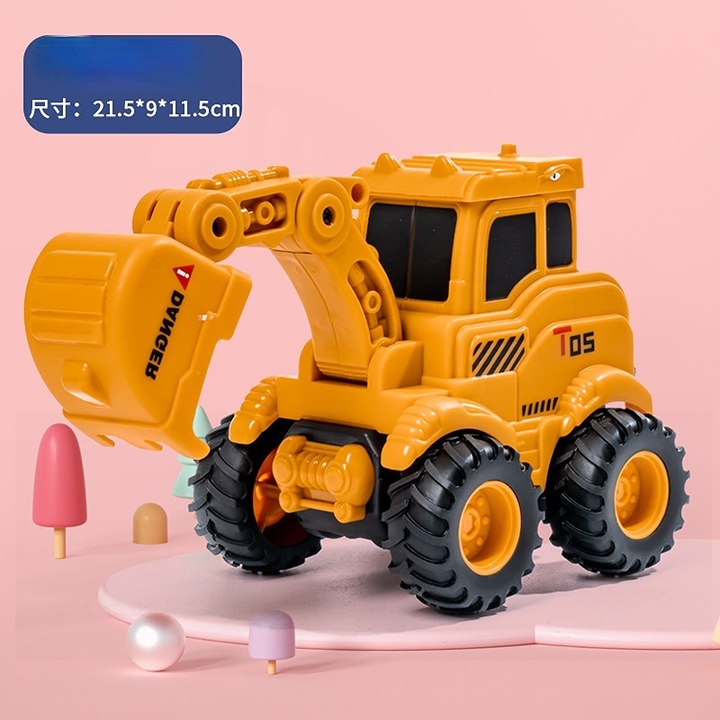 Mainan Anak Tekan Slide Bolak Balik Kendaraan Teknik Excavator Fun Bulldozer Hadiah Mainan Anak