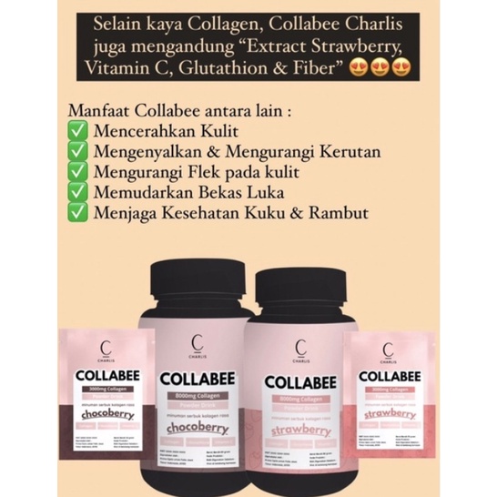 CHARLIS collabee collagen drink minuman beauty kecantikan skin kulit wajah tubuh muda anak remaja asli original termurah viral bpom pirt izin dinkes aman distributor resmi jerawat bekas mencerahkan anti aging kerutan garis halus noda dark eye