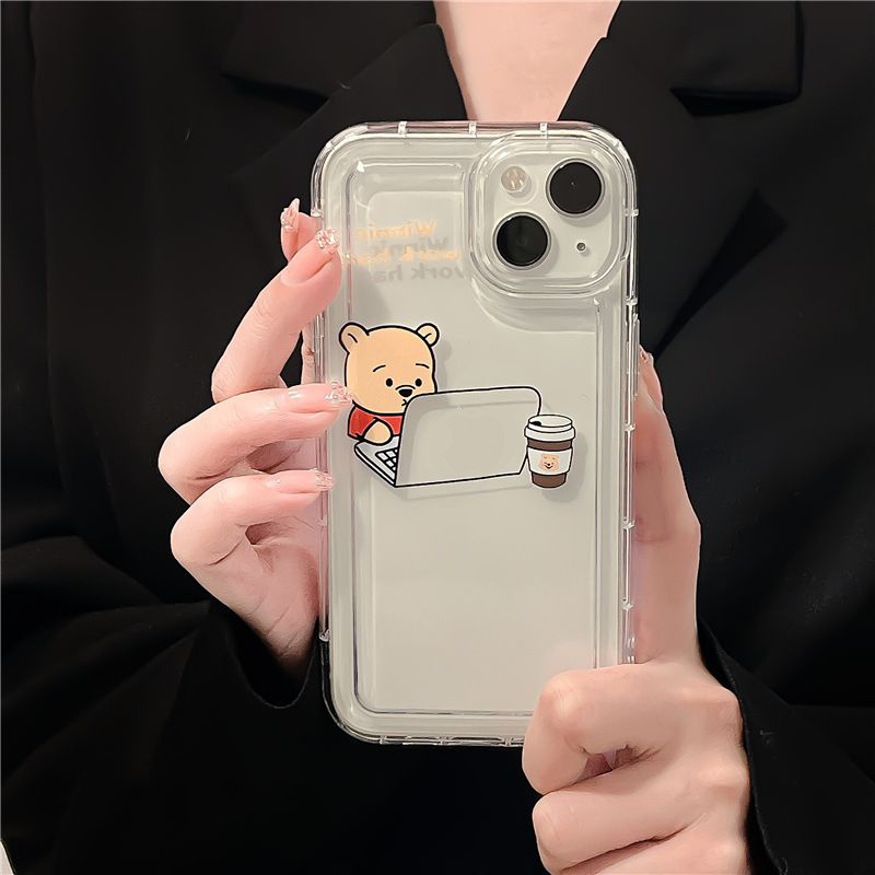 IPHONE Cute Little Monster Soft Phone Case Kompatibel Untuk Iphone14 13 11 12 Pro XS Max X XR 7 +8 Plus Casing Transparan TPU Silikon Shockproof Cover