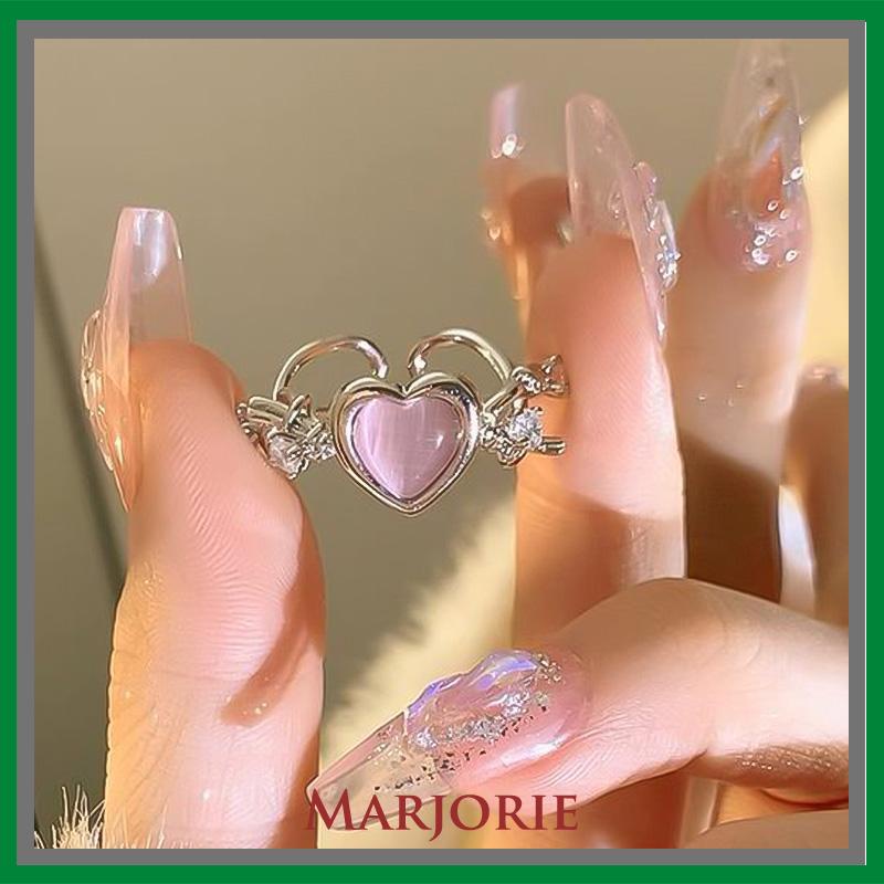 Rasa Desain Pink Love Thorn Opal Zirkon Cincin  Wanita Cincin Fashion Keren Manis-MJD