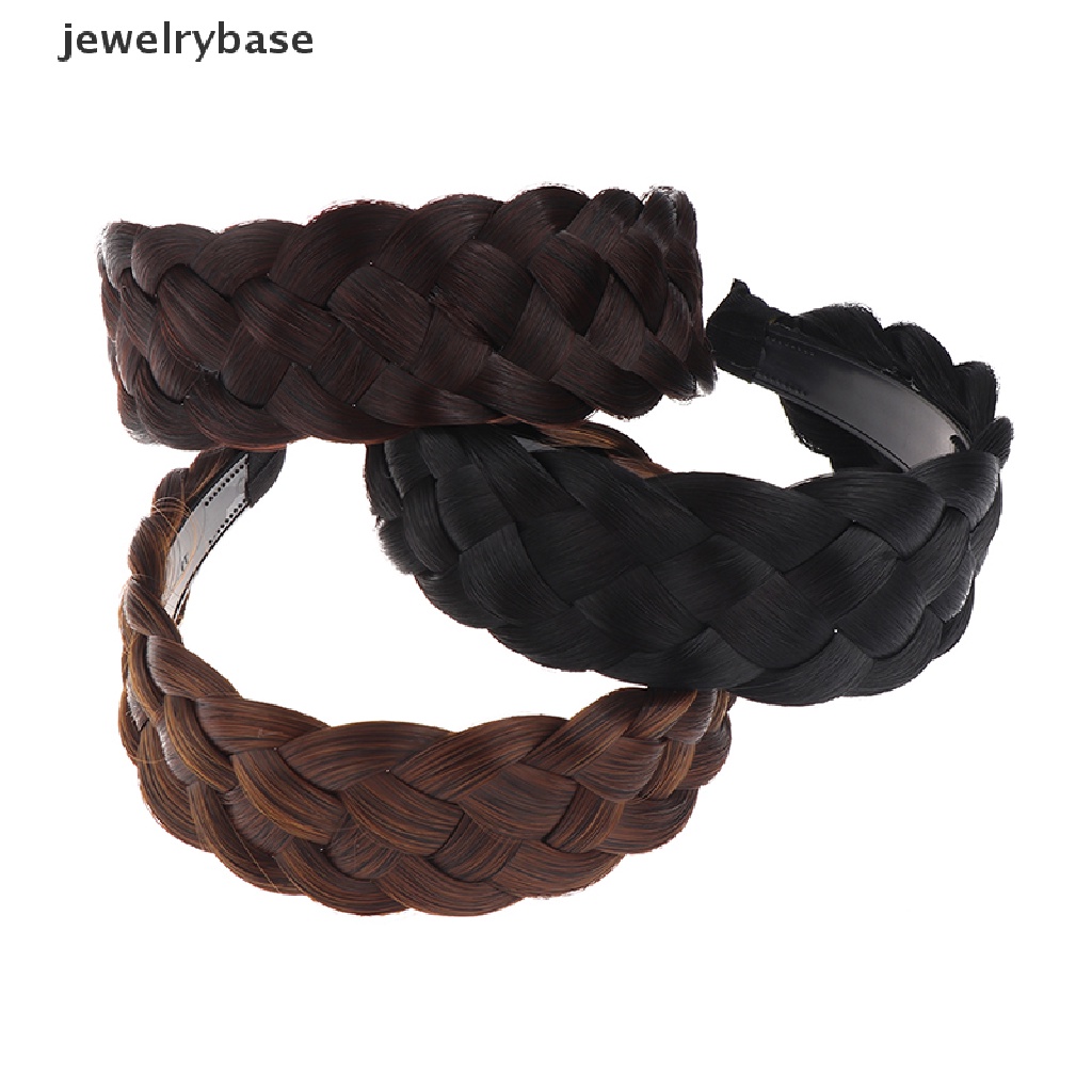 [jewelrybase] Kepang Lima Helai Ikat Kepala Kepang Tulang Ikan Dengan Gigi Non-slip Hitam Coklat Rambut Hoop Aksesoris Rambut Melebar Menebal Ikat Rambut Butik