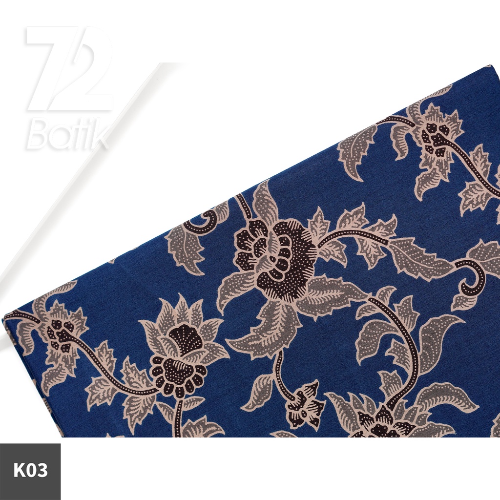 KAIN BATIK PREMIUM Katun Motif Kembang Tulip Warna Biru 723278 Cap 72 Jarik Jarit Samping Kebat Panjang Batik Katun Modern Premium Bahan Seragam Batik Pernikahan Kantor Keluarga Murah Kamen Jadi Batik Bali Lembaran