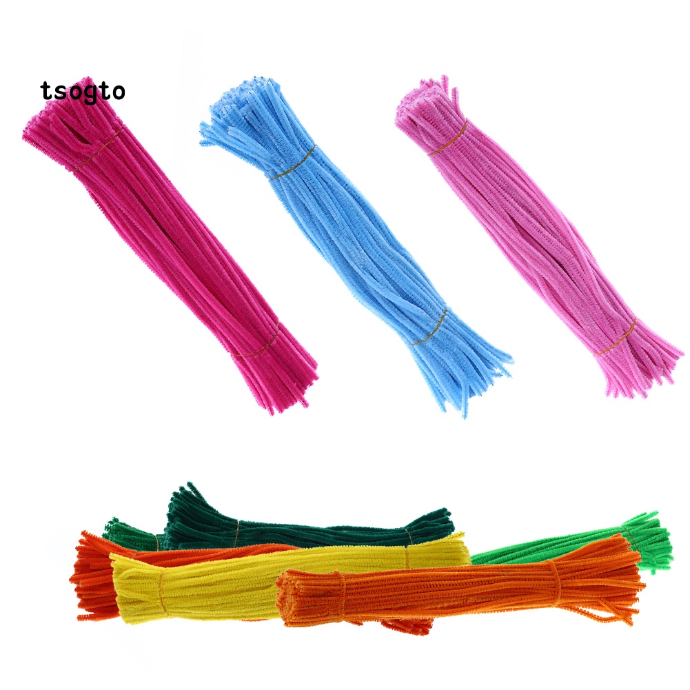 100pcs Chenille Batang Pembersih Pipa Tongkat Twist Anak DIY Craft Mainan Edukasi