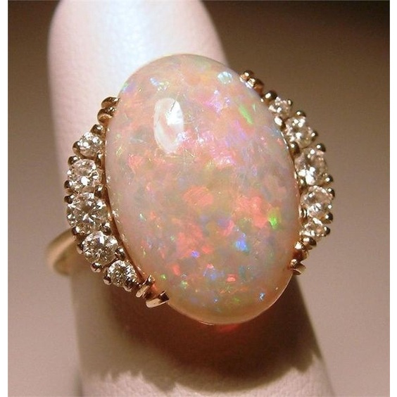 Goldkingdom Aksesoris Perhiasan Fashion Ready Stock Angsa Opal Cincin Wanita Kreatif Berlian-set Opal Berlapis Perak Rings