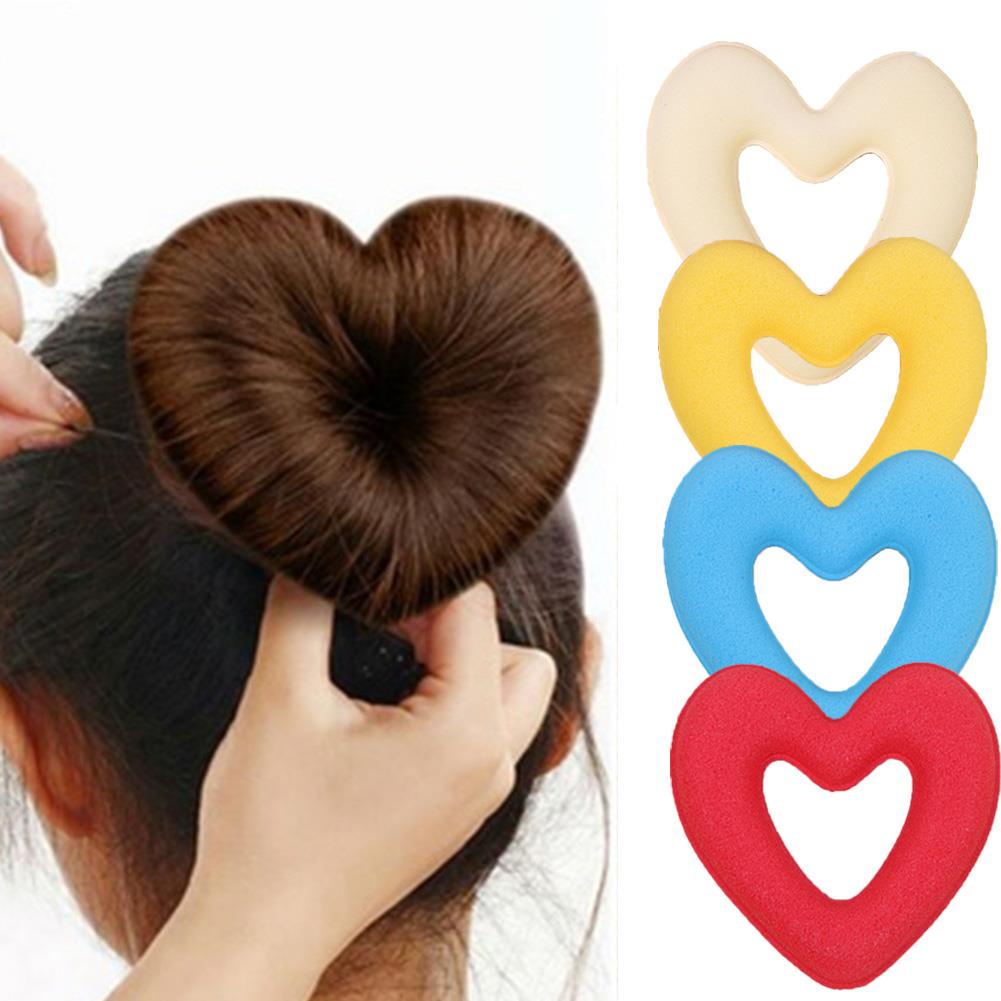 Bentuk Hati Spons Busa Wanita Magic Donat Rambut Cincin Sanggul Mantan Pembentuk Rambut Styler Tie Updo Maker DIY Aksesoris Rambut