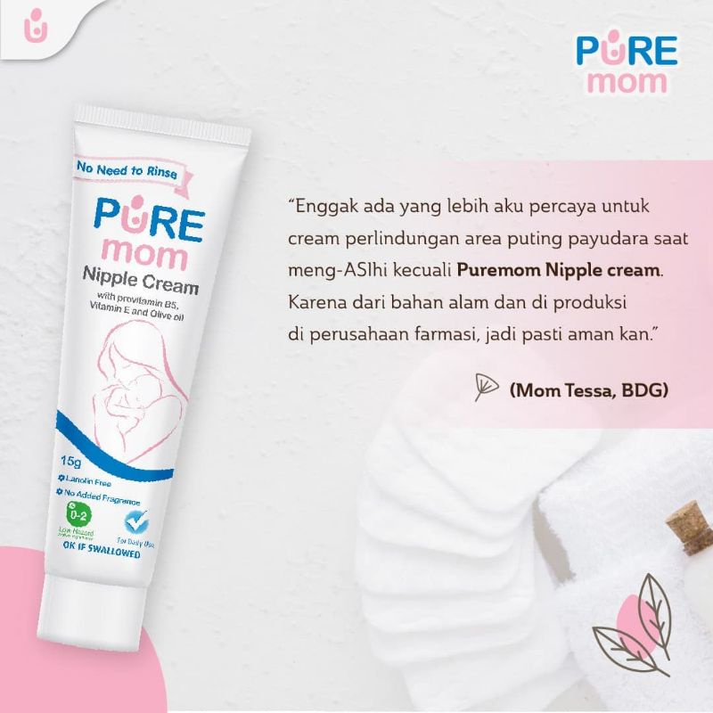 Pure Mom Nipple Cream Pelindung Puting Perlengkapan Menyusui Bayi New Born By Mallpompaasi