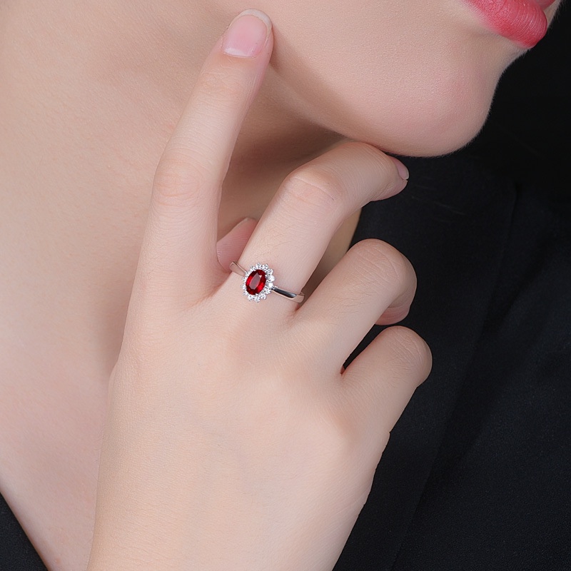 Goldkingdom Fashion Perhiasan Aksesoris Ready Stock Warna-Warni Permata Putri Pertunangan Cincin Klasik Eropa Dan Amerika Penuh Berlian Zirkon Oval Safir Cincin Perempuan