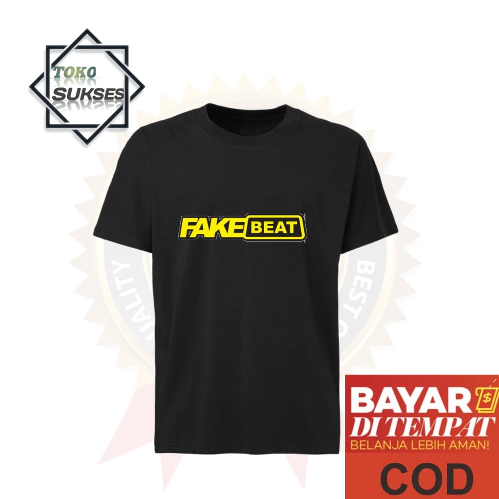 kaos distro T-shirt fashion 100%cotton combed 30s kaos pria kaos distro T-shirt gambar FAKE BEAT sab