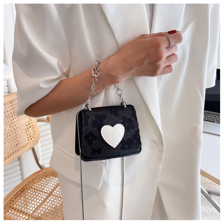 BAO091 Mini Heart Patch Detail Flap Square Bag Crossbody Bag