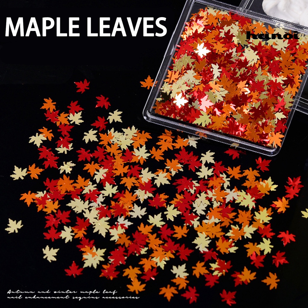 Hi 1kotak Paku Payet Super Tipis Mini Multi-Warna Aneka Halus DIY Nail Art Sparkling Maple Leaf Manicure Glitters Dekorasi Untuk Salon Kuku