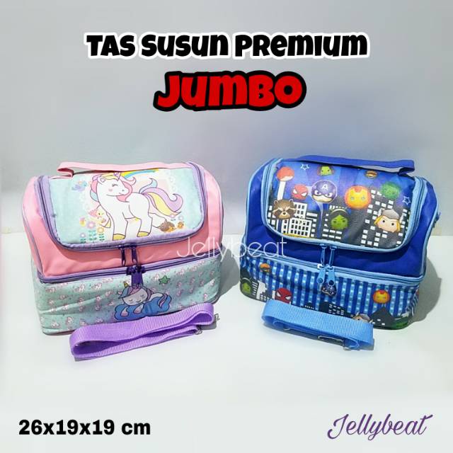 Tas susun JUMBO model smiggle / bag lunch box aluminium foil premium