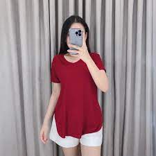 KAOS POLOS | KAOS LENGAN PENDEK PANJANG CEWEK | KAOS POLOS BAHAN SPANDEK | KAOS V-NECK