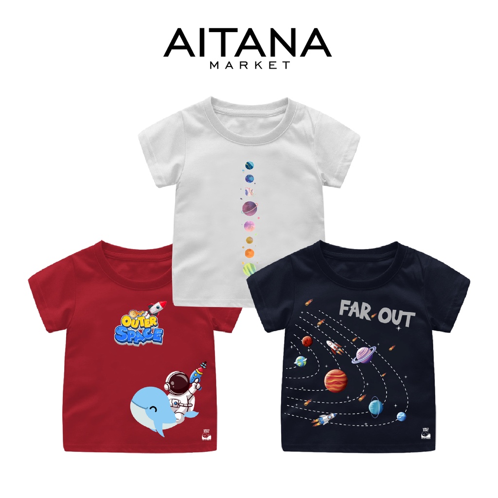 Baju Kaos NAF Astronot Series Bayi &amp; Anak Usia 6 Bulan - 8 Tahun Bahan Katun Combed 30s