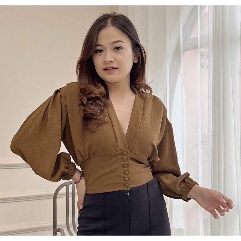 Dinka Blouse Outer Crop Top Baju Wanita Terbaru Kekinian