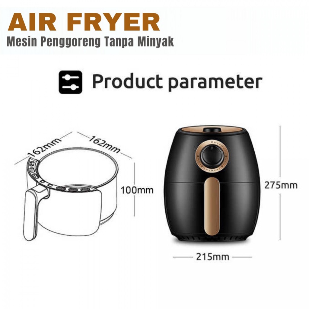 Smart Air Fryer Mesin Penggoreng Tanpa Minyak 2Liter  AF 8061