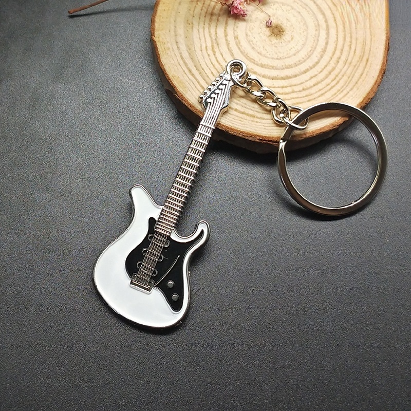 Desain Baru Klasik Gantungan Kunci Gitar Gantungan Kunci Mobil Key Ring Instrumen Musik Liontin Untuk Pria Wanita Hadiah