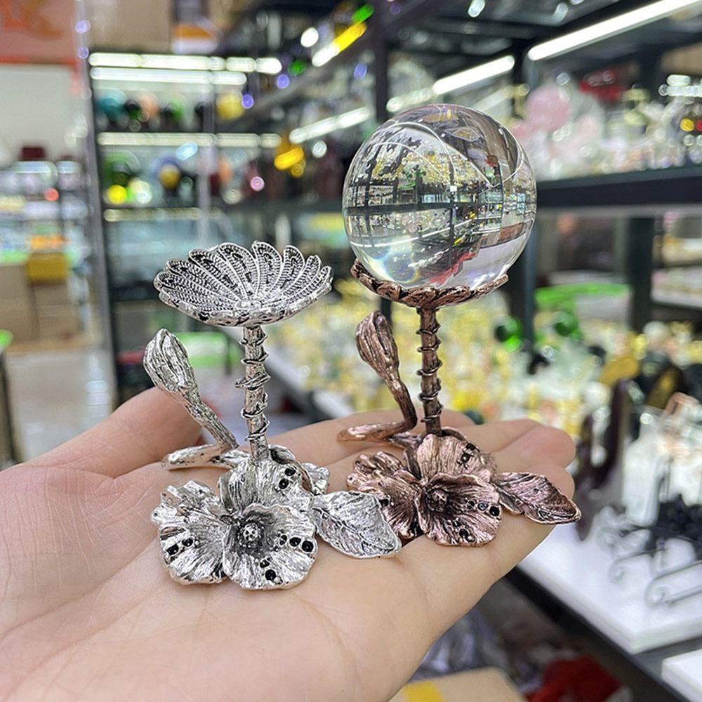 Populer Pajangan Bunga Stand Holder Ornamen Logam Properti Fotografi Sphere Support Untuk Untuk 4-6cm Bola Kristal