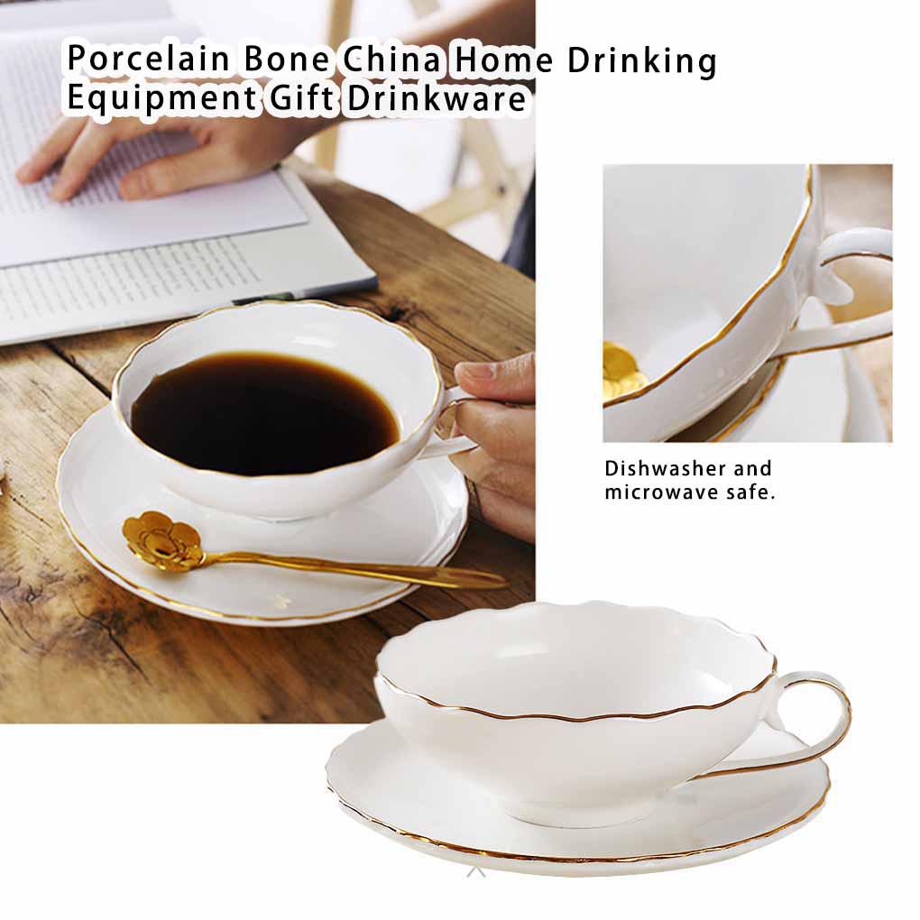 Retro Bone Keramik Rumah Peralatan Minum Hadiah Siang Tea Cup Saucer Set Cangkir Kopi Pesta Kantor Teatime Teacup