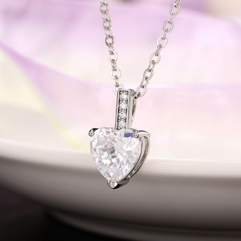 Kalung Liontin Cubic Zirconia Pink Biru Putih Hati Untuk Wanita Pertunangan Pernikahan Trendi Perhiasan Romantis Cinta Necklace