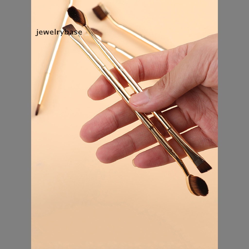 [jewelrybase] 1pc Kuas Makeup Kepala Ganda Cream Puff Sikat Gigi &amp; Sikat Alis Butik