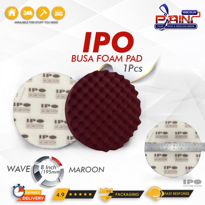 IPO Busa Poles Gelombang Wave Foam Pad 8 inch MAROON 195MM Cutting