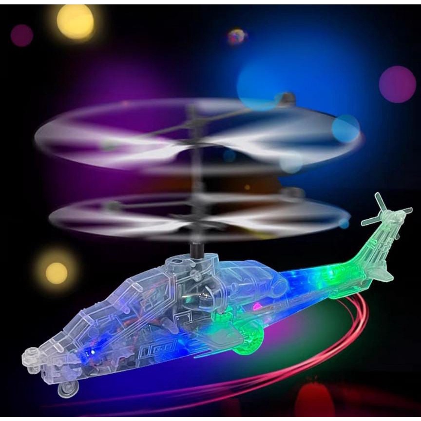 Mainan Remote Helikopter LED Transparan RC Sensor Tangan helikopter Mainan Anak dengan Lampu Tahan Banting