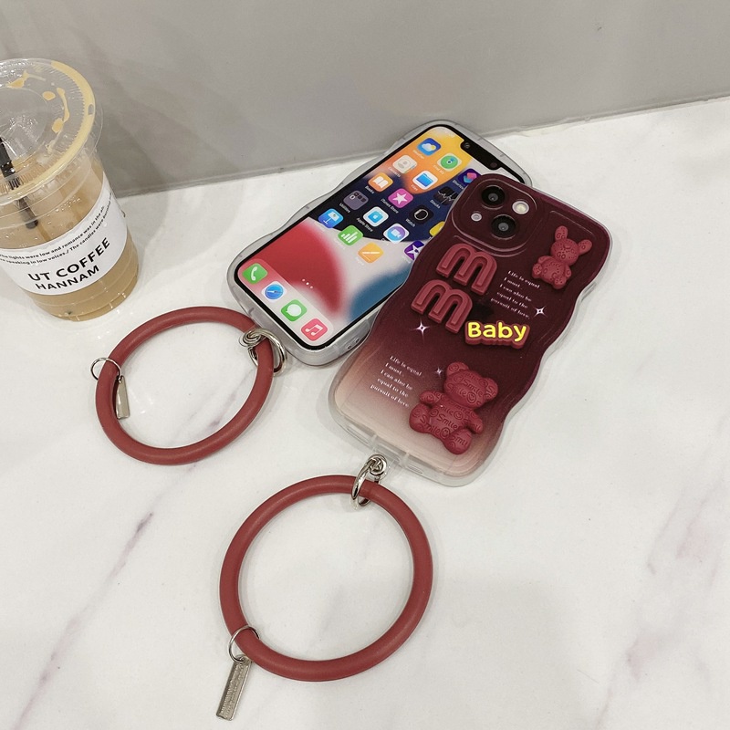 Wave Wine Red Soft Case OPPO A7 A5S A12 A11K A5 A9 A53 A33 A15S A35 A52 A92 A1K A3S A16 A54 A77S A83 F11 F9 Pro A74 A95 A96 A36 A76 A52 A92 A31 A57 A39 F1S Red Doll Bear Rabbit