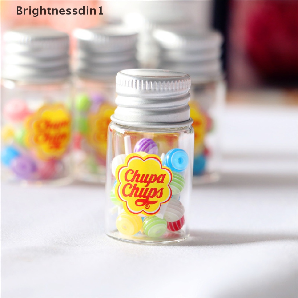 [Brightnessdin1] 1per12rumah Boneka Miniatur Makanan Dessert Gula Lolipop Dengan Case Holder Candys Boutique