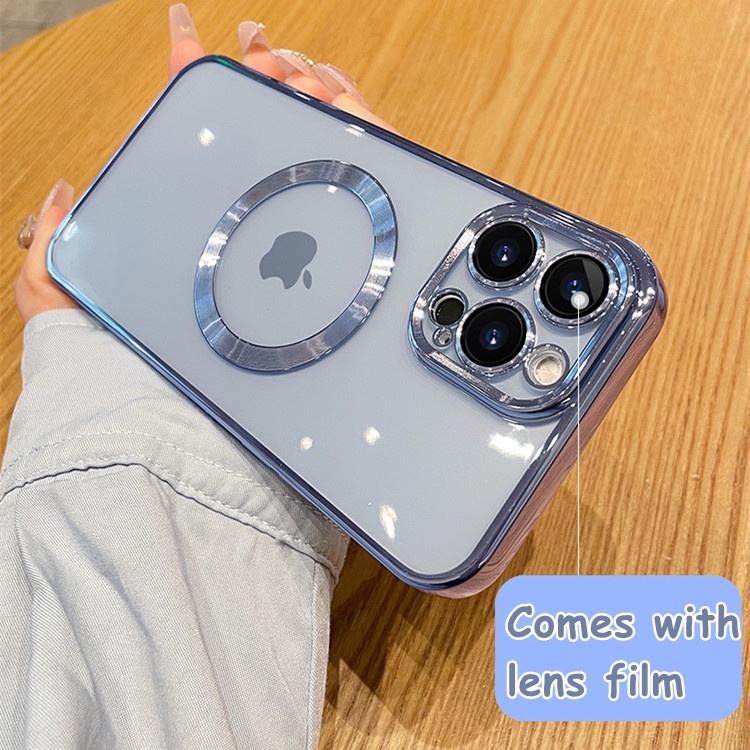 IPHONE Baru Electroplated Transparan Berongga Dengan Lensa Film Phone Case Iphone14 13 12 11 Pro MAX X XS MAX XR 78 Plus SE 2020 Case Cover