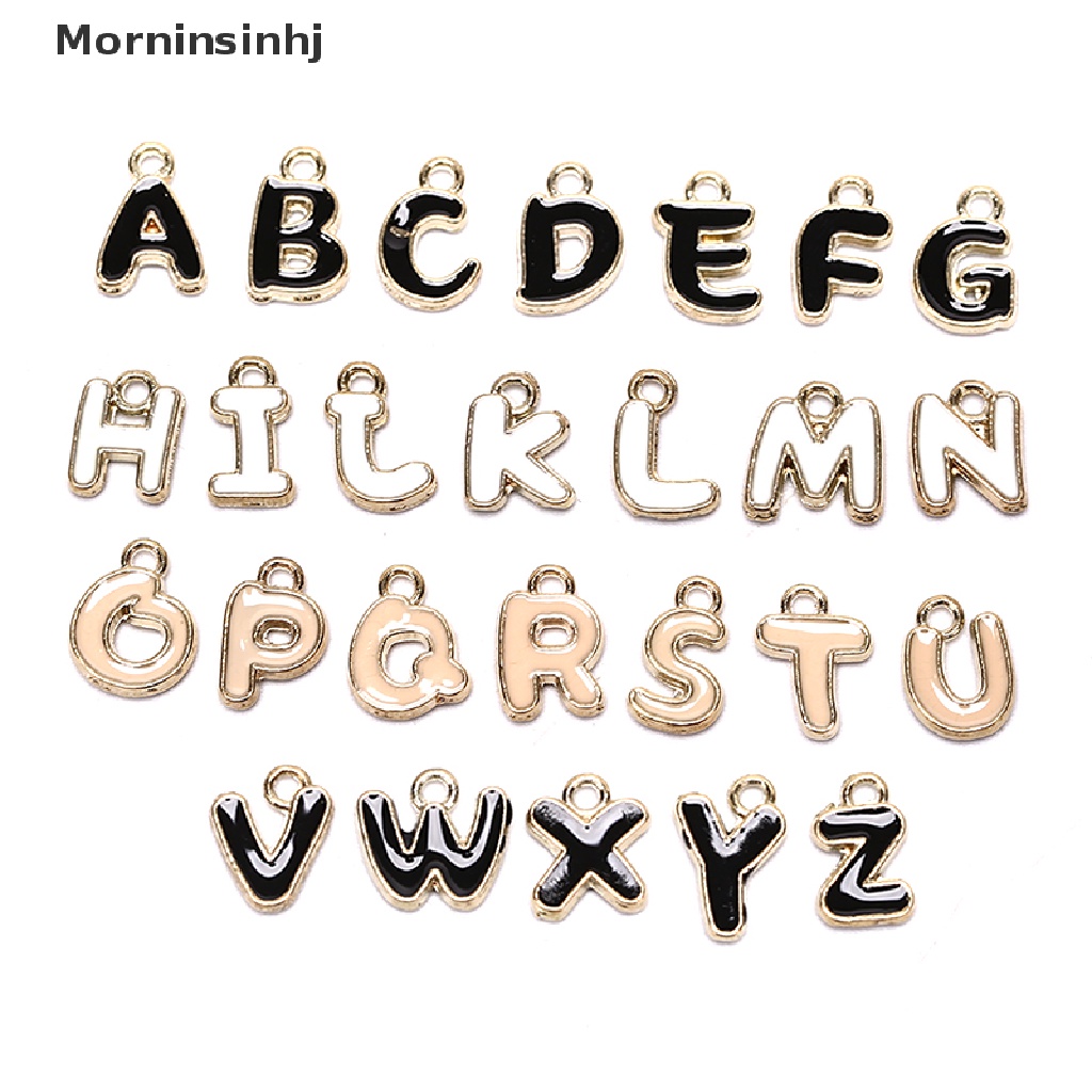 Mornin 26Pcs Enamel Alphabet Ch Inisial Huruf Gelang Perhiasan DIY Craft Making id