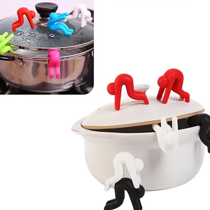 ღ 1Pc Tutup Pemegang Silikon Pot Anti-Overflow Sisi Klip Pot Cover Meningkatkan Pemegang Sumpit Bracket Ponsel berdiri Aksesoris Dapur