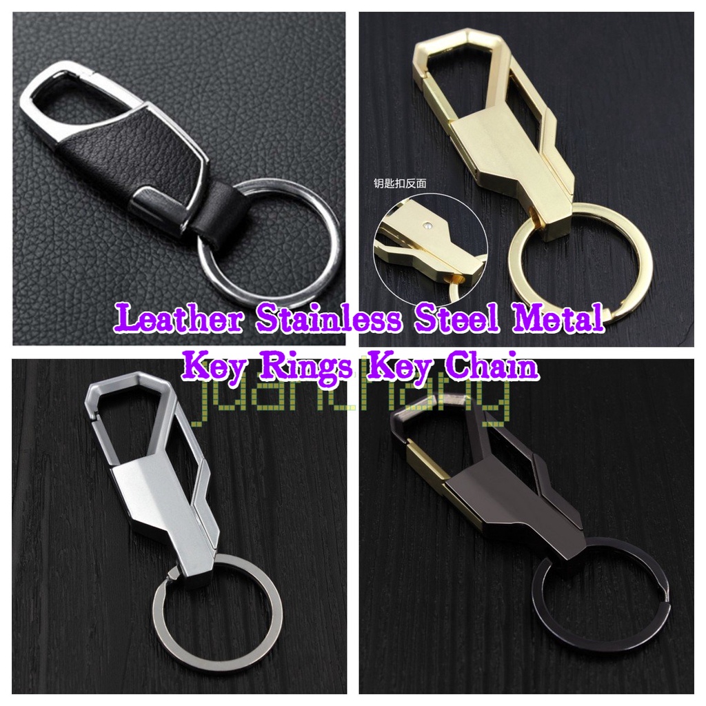 Kulit Stainless Steel Metal Modern Sporty Remote Gantungan Kunci Mobil Key ring Hadiah Bisnis Tempat Kunci