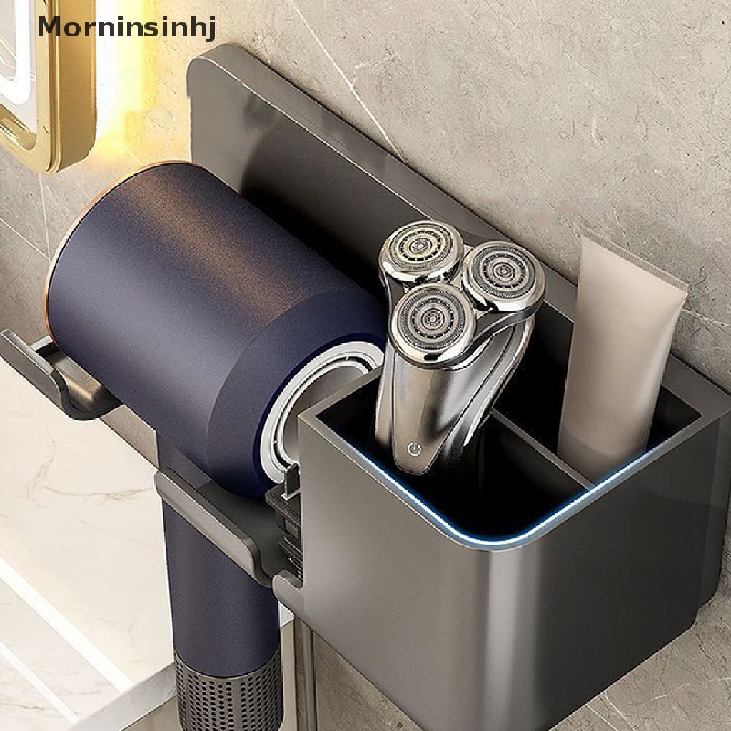 Mornin Tempat Pengering Rambut Tempel Dinding Untuk Rak Kamar Mandi Tanpa Bor Plastik Hair dryer stand Bathroom Organizer id